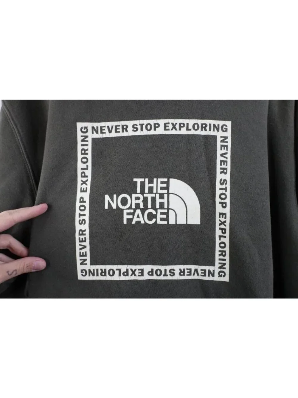 Vtg Y2K The North Face Mens Medium Faded Spell Out Box Logo Hoodie Sweatshirt